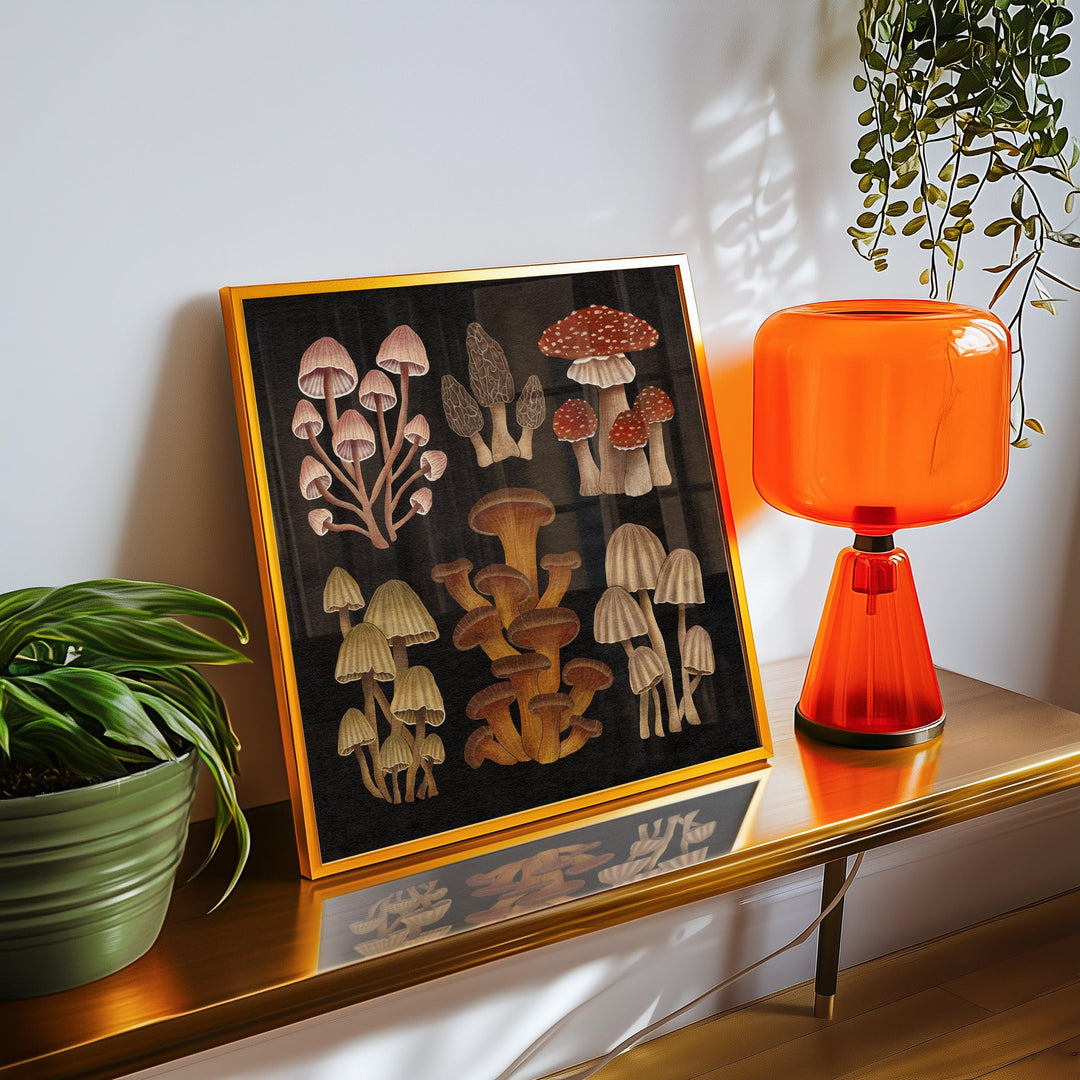 Nächtliche Pilze Kunstdruck