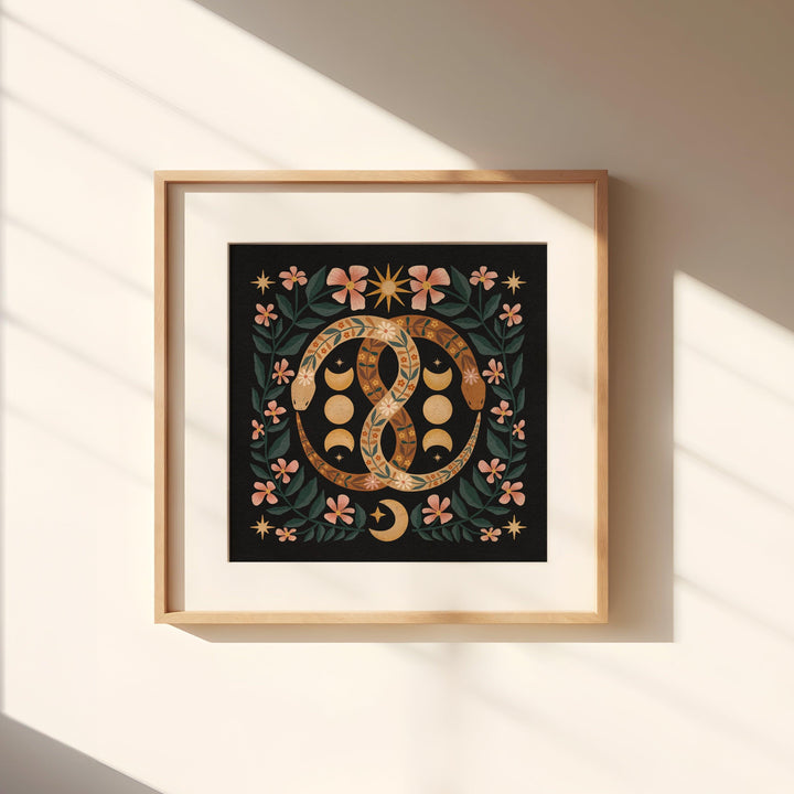 Intertwined Ouroboros Art Print